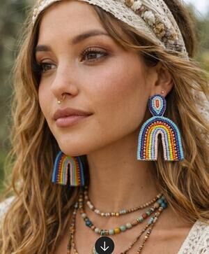 Kay Lee Rainbow Beaded Earrings New